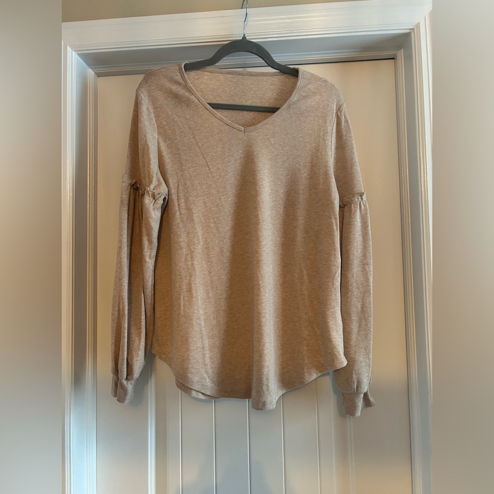 Elegant Tan Long Sleeve Women's Top